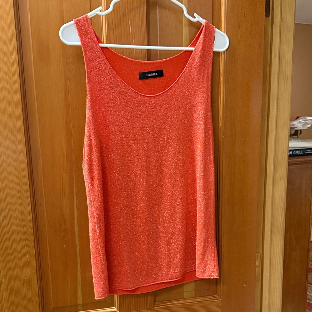 Shimmering Italian Made Deep Coral Tank Top | Size M